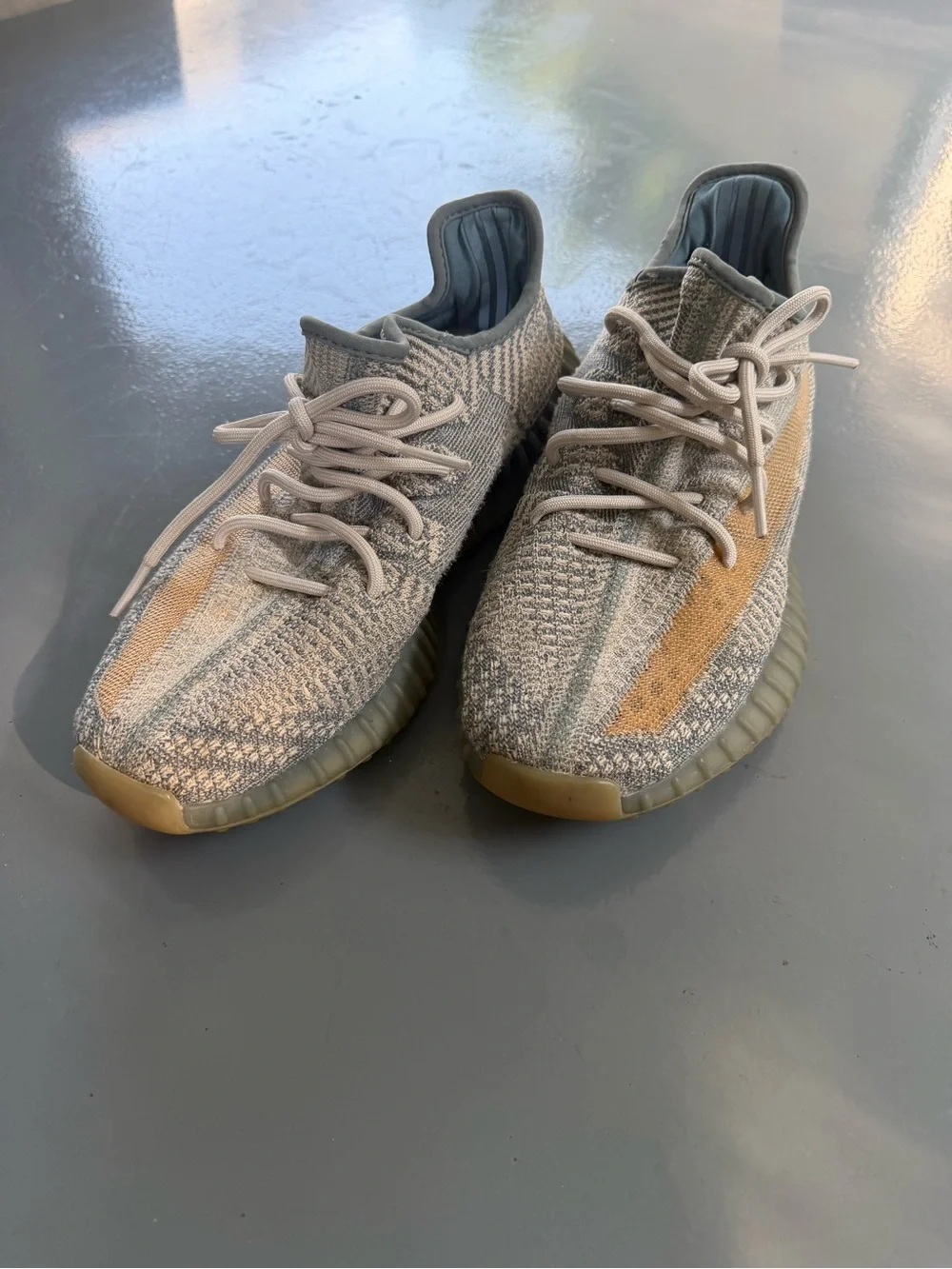 adidas Yeezy-style Knit Sneakers in Gray and Tan
